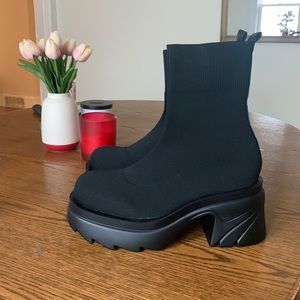 NEW EGO Shoes Black Sock Platform Boot | 10